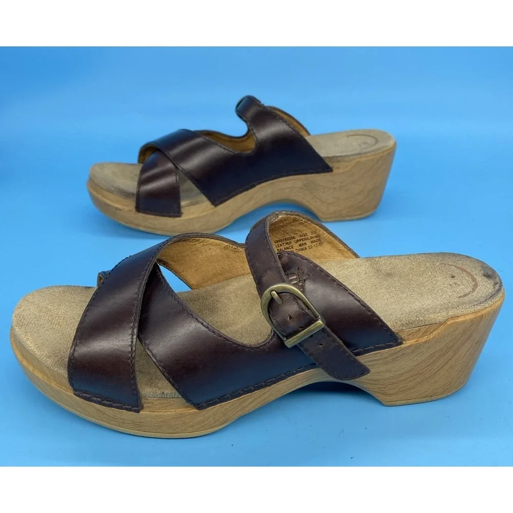 Dansko Sela Women's Brown Leather Crisscross Wedge Sandals Size EU 39 US 8.5-9
